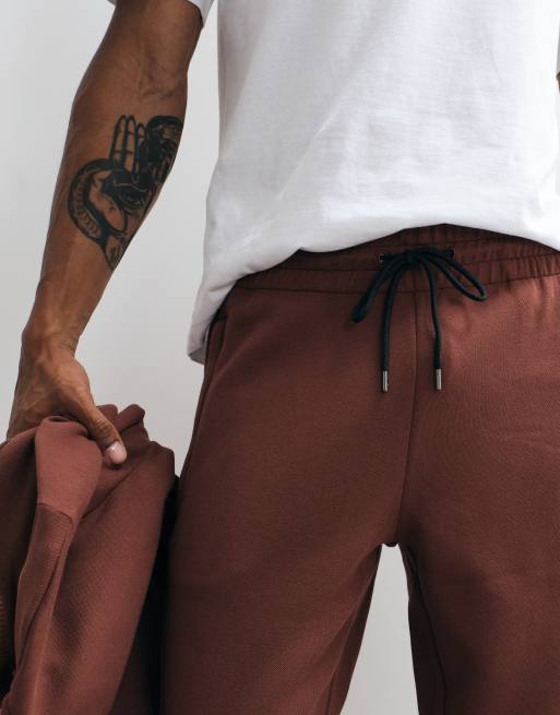 Rains - 41030 Downtime - Joggers burdeos con cordón ajustable y logo de punto (parte de un conjunto), 5 de 5