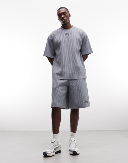 Rains - 41370 - Blå T-shirt i regular fit med vaffeltekstur - Del af sæt, 2 af 5