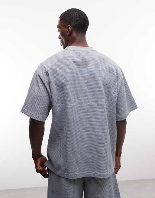 Rains - 41370 - Blå T-shirt i regular fit med vaffeltekstur - Del af sæt, 4 af 5