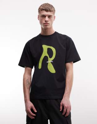 Rains 41480 Relaxed Fit Blurred Logo T-shirt In Black
