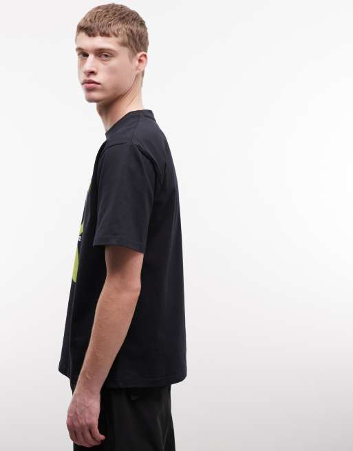 Rains 41480 relaxed fit blurred logo t-shirt in black, 5 of 5