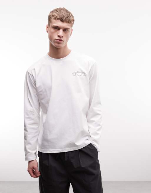 Rains – 41490 – Vit, avslappnad t-shirt med långa ärmar och logga, 2 av 5
