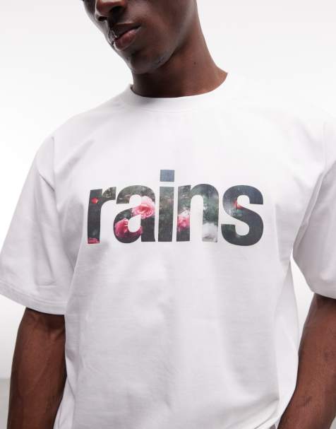 RAINS – 41500 – Relaxed-Fit-T-Shirt in Weiß mit Motiv-Logo - view 1