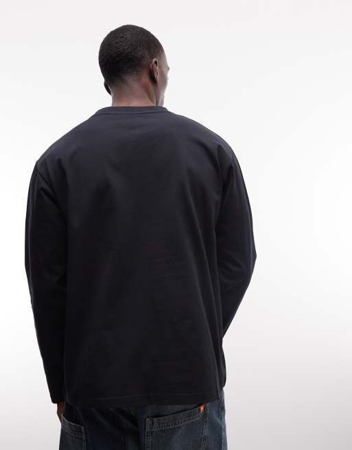 Rains - 41510 - Sort langærmet T-shirt med grafisk logo og afslappet pasform, 4 af 5