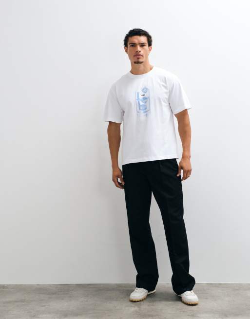 Rains 41550 short sleeve graphic logo relaxed t-shirt in white, 2 of 5