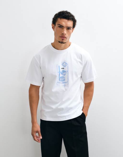 Rains 41550 T-shirt met korte mouwen, graphic logo en relaxed fit, wit, 3 van 5