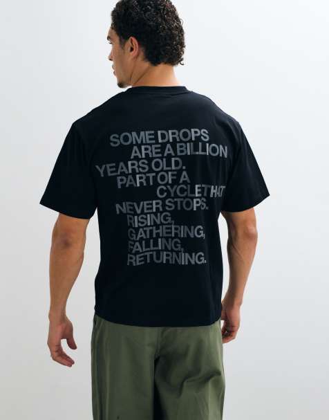 Rains 41580 luźny T-shirt z logo, z krótkim rękawem, z nadrukiem z tyłu, czarny - view 1