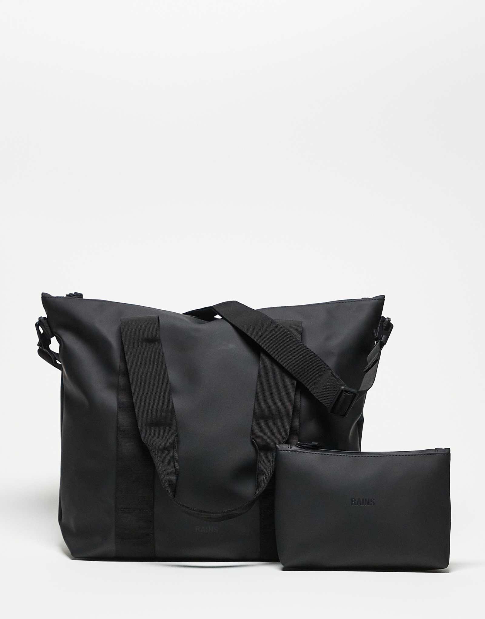 Ежедневная водонепроницаемая сумка-тоут Rains 50030 и косметичка в комплекте черного цвета