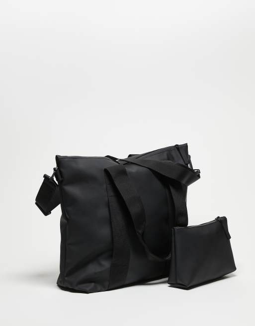 Rains 50030 Daily waterproof tote bag and cosmetic bag set in black, 3 of 3