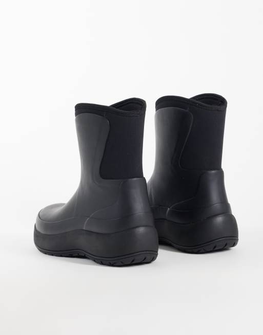 Rains 70240 stivale mid in gomma impermeabile nero, 4 di 4