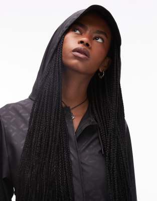 Shop Rains A-line Waterproof Jacket With Tonal Logo In Black