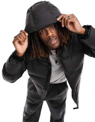 Rains Rains Alta waterproof hooded puffer jacket in black