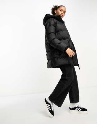 Rains Rains Alta waterproof hooded puffer parka jacket in black