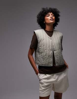 Rains Banja Cropped Quilted Liner Vest