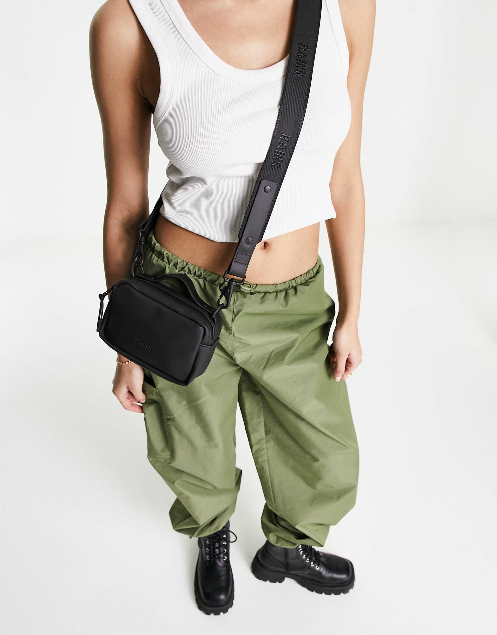 rains box micro cross body bag in black