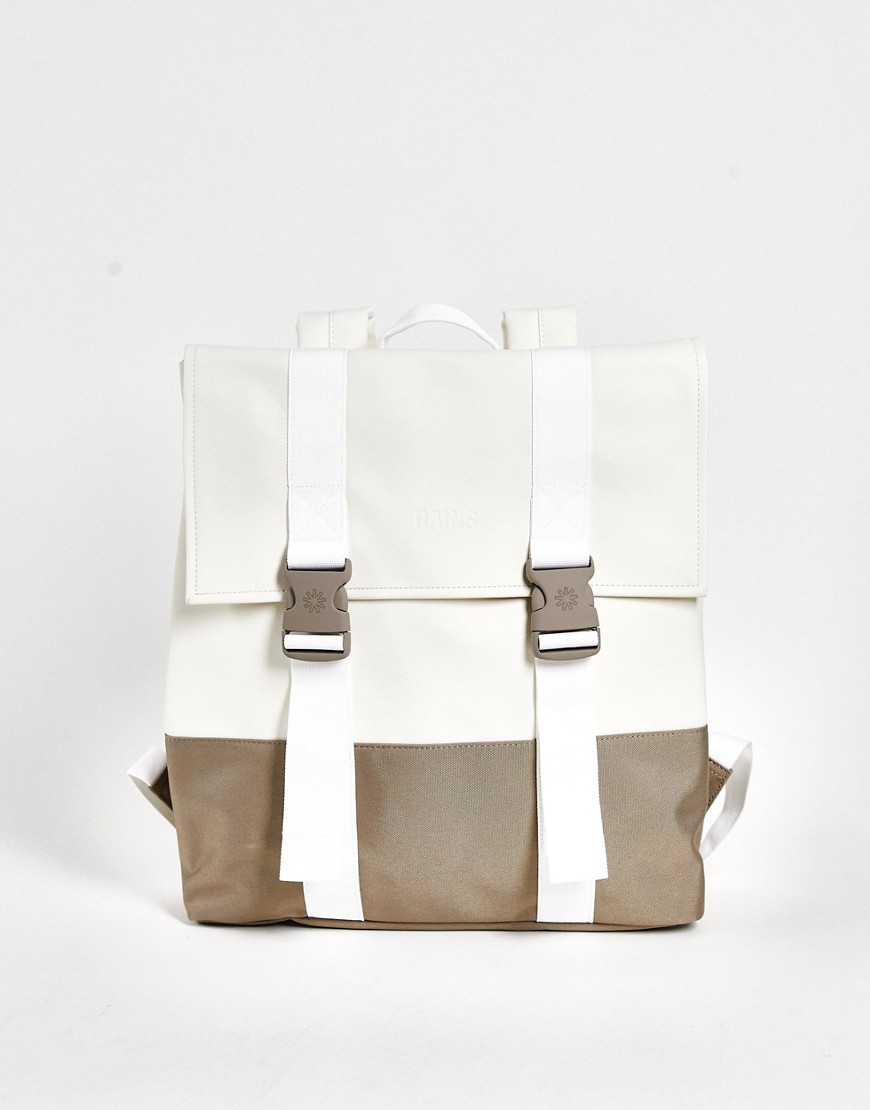 Rains Buckle Msn Backpack In Off White Colourblock