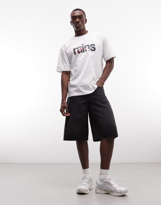 Rains - Camiseta blanca holgada con logo gráfico 41500, 2 de 5