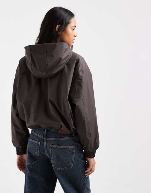 Rains - cazadora bomber con capucha aislante impermeable Lohja en marrón, 3 de 4