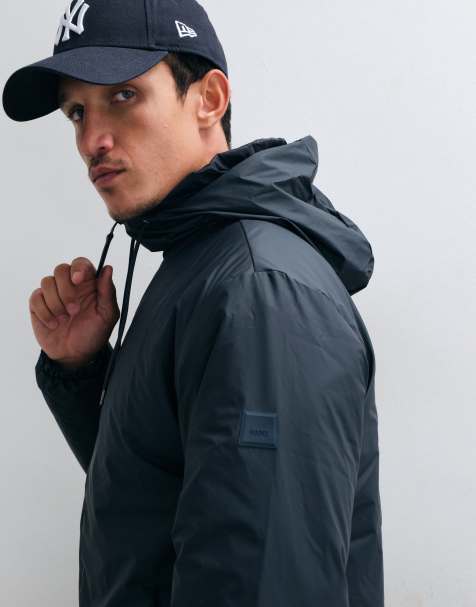 Rains - chaqueta bomber con capucha de corte holgado e impermeable en azul marino - view 1