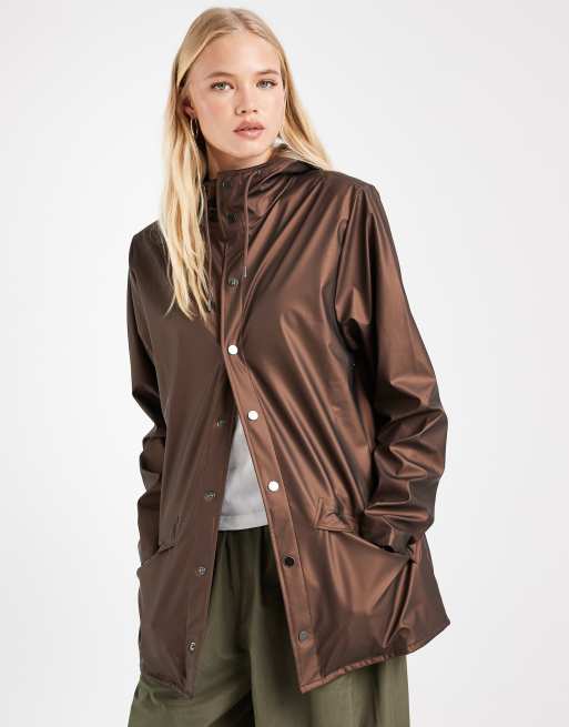 Rains - chaqueta corta con capucha en marrón brillante, 4 de 4
