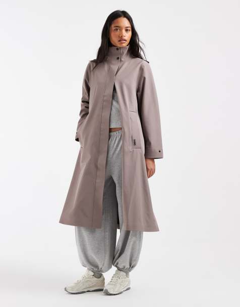RAINS - chaqueta softshell impermeable con capucha y corte evasé en beige - view 1