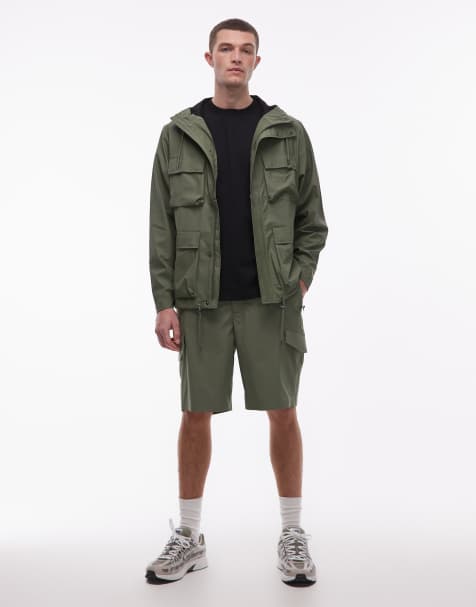 Rains - Co-ord set van waterbestendig jack en short in groen - view 1