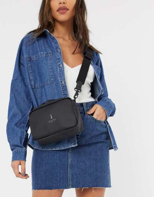 Rains cross body box bag in black ASOS