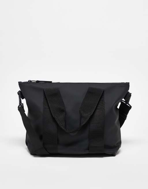 Rains – Czarna mała wodoodporna torebka unisex typu tote z paskiem crossbody