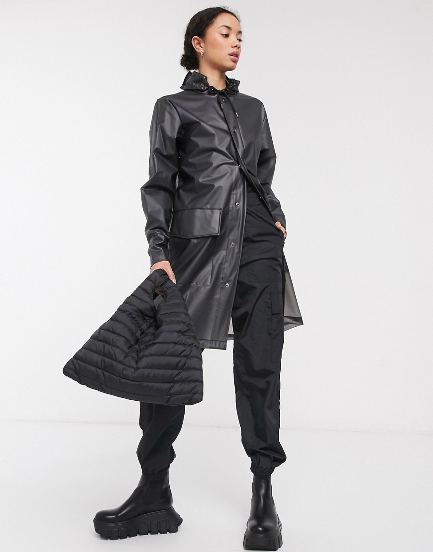 Rains - Doorschijnende jas met capuchon in zwart