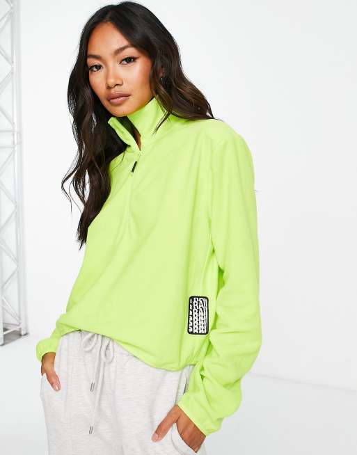 Rains - Felpa in pile color lime con zip corta