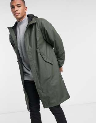 Rains fishtail parka in green