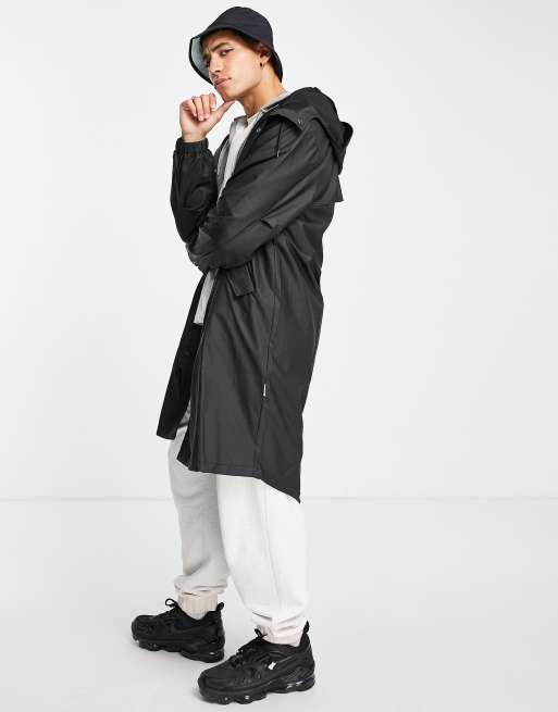 Rains fishtail parka jacket in black