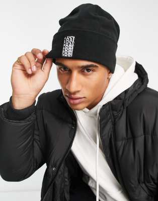 fleece beanie in black