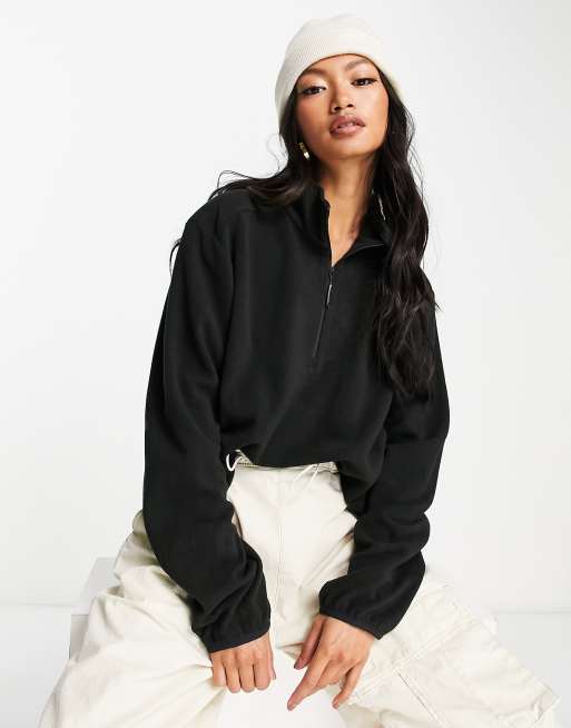 Rains fleece half zip in black | ASOS