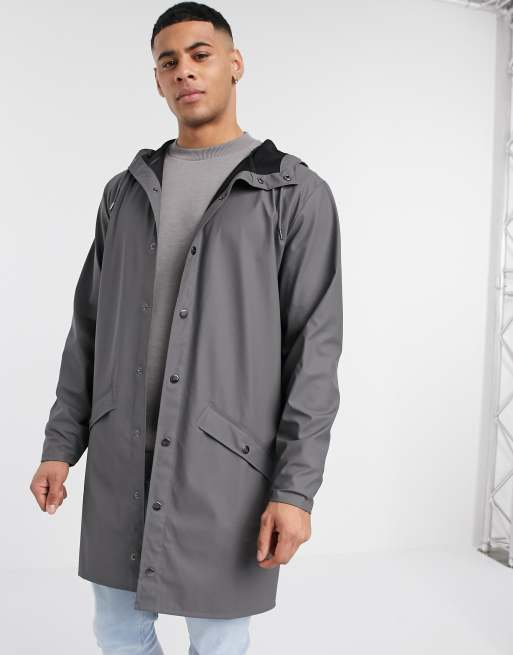 Rains - Giacca lunga con cappuccio color antracite