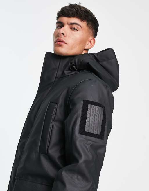 Rains Glacial Czarna ocieplana parka ASOS