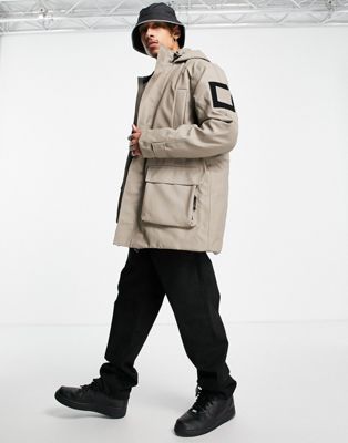 Rains glacial parker jacket in taupe