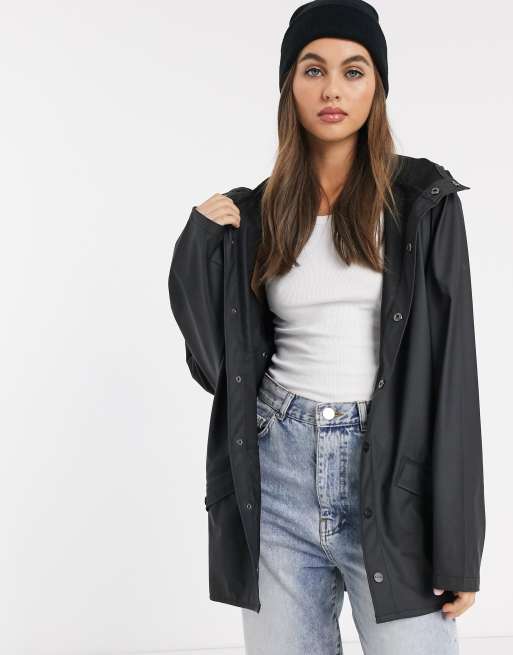 Rains Kurze wasserdichte Jacke in Schwarz ASOS