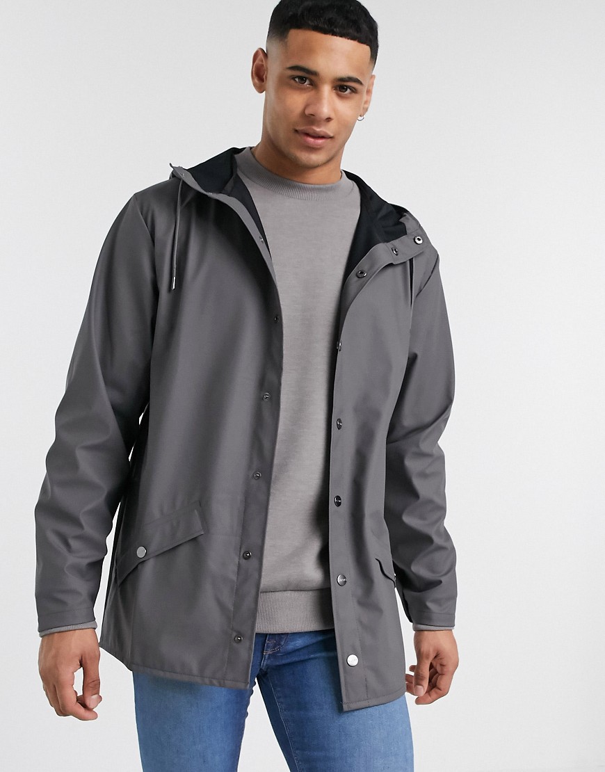 Rains lightweight hooded jacket in charcoal-Grey
