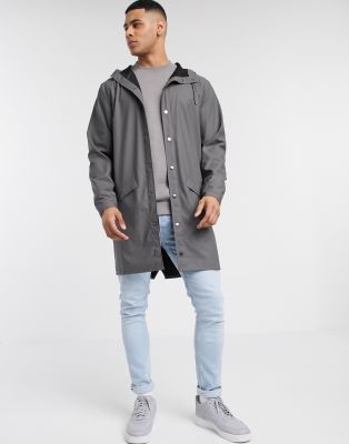 rains long jacket grey