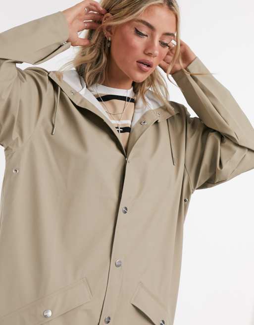 Rains long jacket beige ASOS