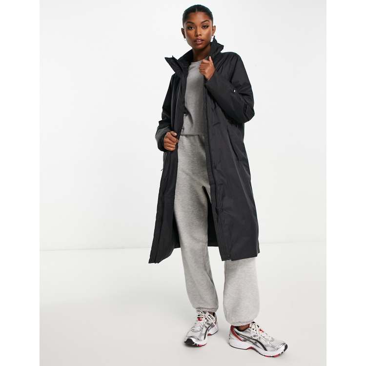 Rains long padded nylon coat in black | ASOS