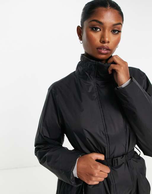 Black Soft Nylon Padded Panel Longline Puffer