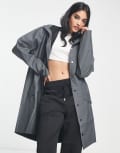 [Rains] Rains long waterproof coat in slate-Grey XS Slate