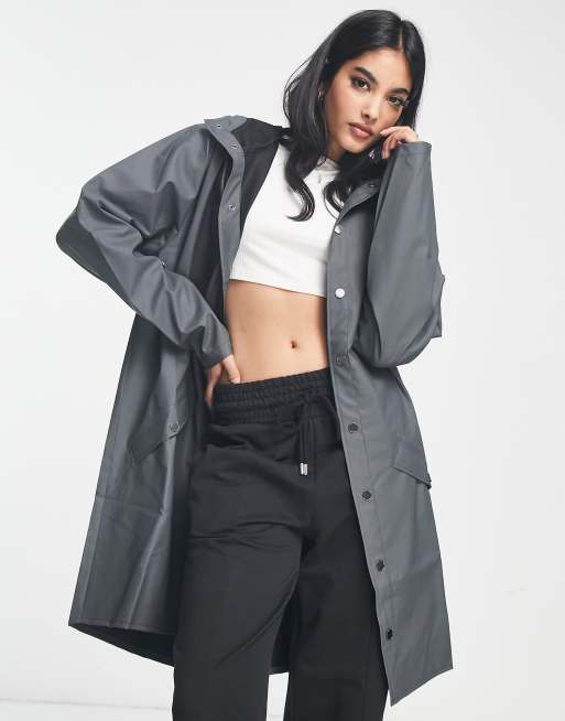 Rains long waterproof coat in slate