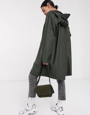 Rains green long store jacket