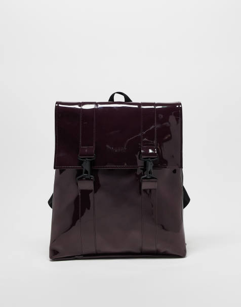 Rains MSN waterproof backpack in burgundy shine exclusive to ASOS - view 1