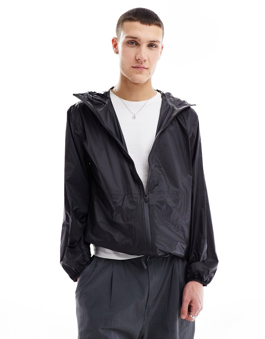 Rains Norton repellent ultra lightweight ripstop hooded jacket in black