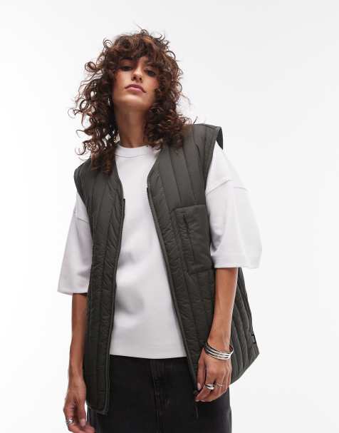 Rains padded liner gilet in green - view 1