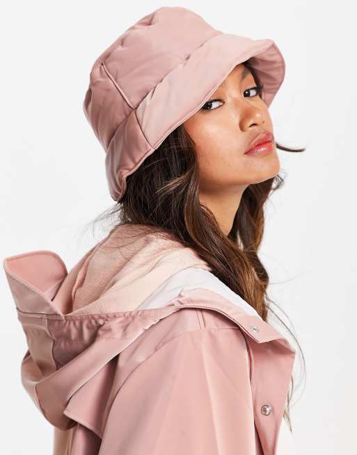 Rains padded waterproof bucket hat in pink